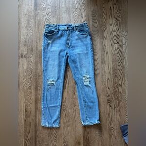 Cosmic Blue Love Straight Distressed Jeans